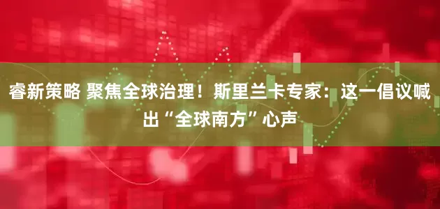 睿新策略 聚焦全球治理!斯里兰卡专家:这一倡议喊出“全球南方”心声