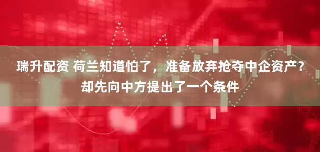 瑞升配资 荷兰知道怕了，准备放弃抢夺中企资产？却先向中方提出了一个条件